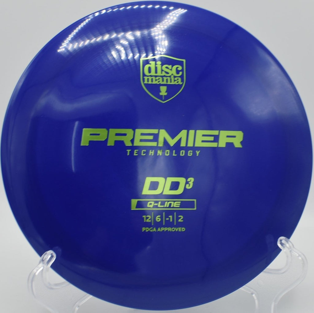Q-Line DD3 high-speed driver gliding across open fairway on a max distance shot at Buffumville Lake Disc Golf Course in Charlton, Massachusetts