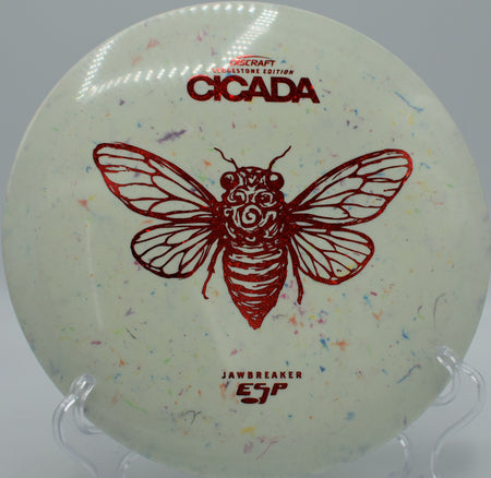 Discraft Jawbreaker ESP Cicada flying on a controlled turnover at Northwood Black in Morton, Illinois, showing off its grippy blend and easy shaping.

