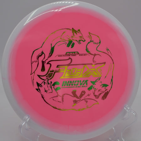 Halo Star Fox by Innova carving a straight fairway drive through the woods at Hornets Nest Disc Golf Course in Charlotte, North Carolina.