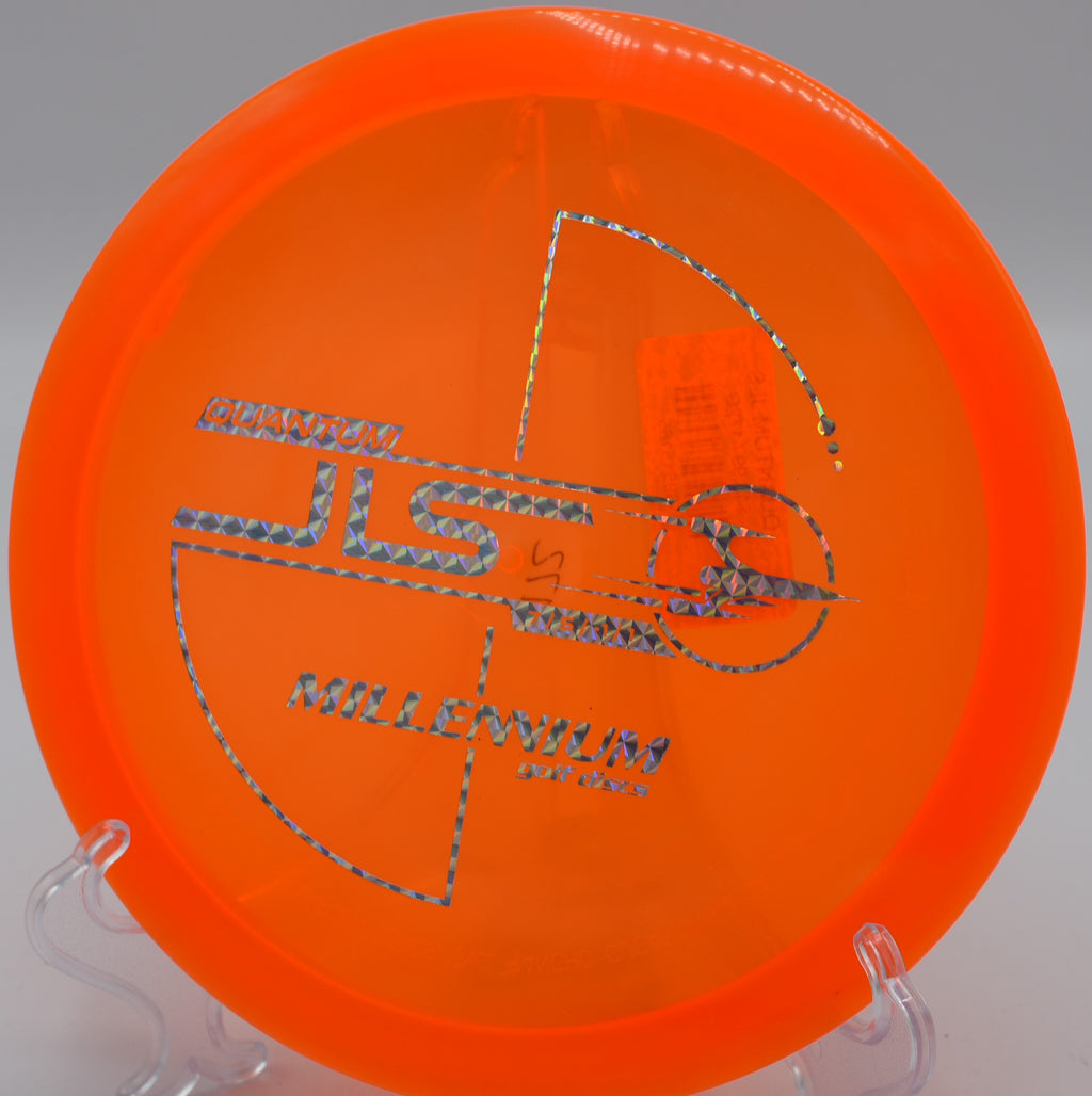Millennium Quantum JLS carving a controlled turnover on Hole 13 at Trophy Club Disc Golf Course, Trophy Club, Texas.

