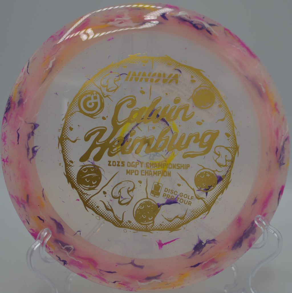 Player unleashing a powerful hyzer-flip with the Innova Party Time Destroyer at Tom Brown Park Disc Golf Course in Tallahassee, Florida.