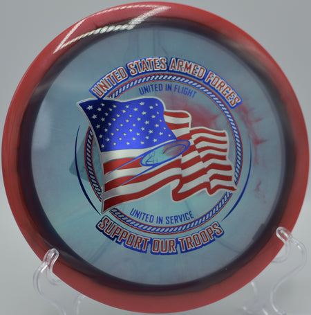 Halo Champion Roadrunner ripping a tailwind bomb at Crystal Lake DGC in Robbinsdale, MN, drifting right with a soft, controlled fade.