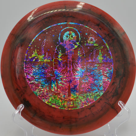 Biohazard Ice Age carving a tight flex line at Willow Creek DGC in Rochester, MN, maintaining torque resistance on a full-power backhand.