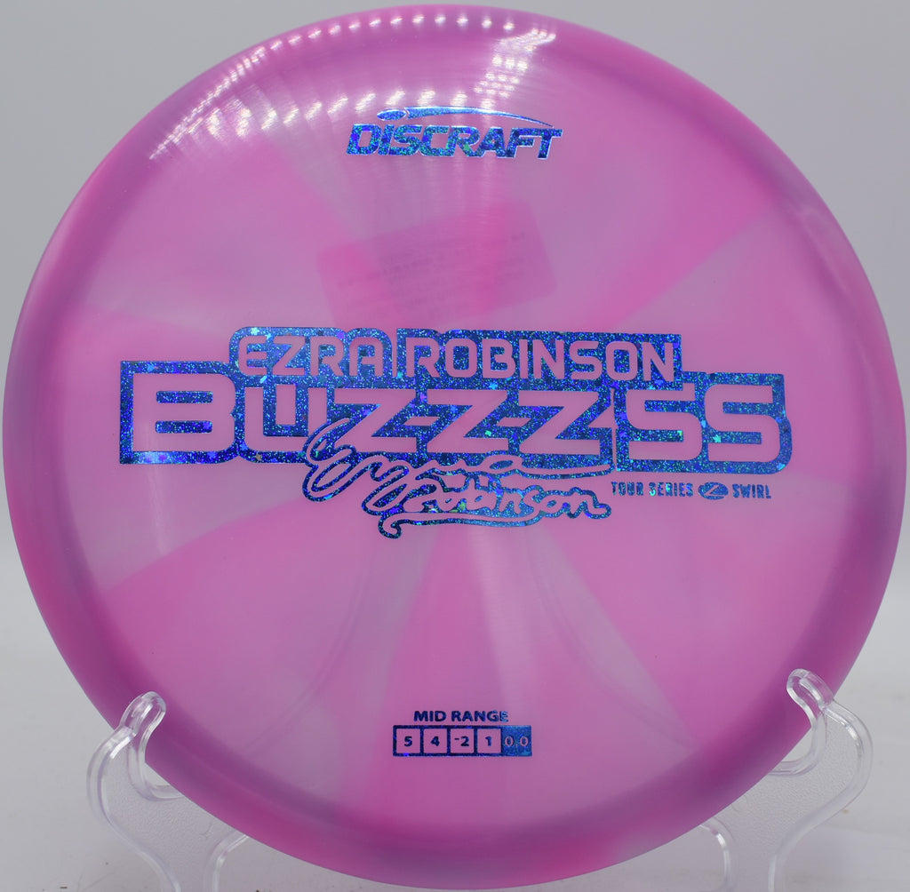 ESP Buzzz SS mid-flight on a glide-heavy anhyzer at Shoaff Park in Fort Wayne, Indiana

