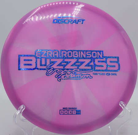 ESP Buzzz SS mid-flight on a glide-heavy anhyzer at Shoaff Park in Fort Wayne, Indiana

