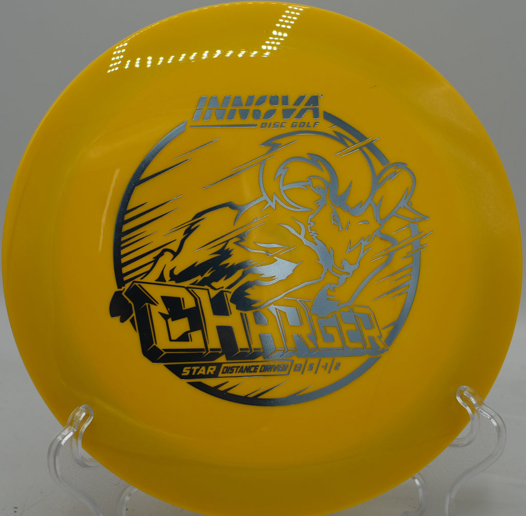 Big backhand hyzer flipped flat and sailing dead straight with a Star Charger at Glenwood DGC.

