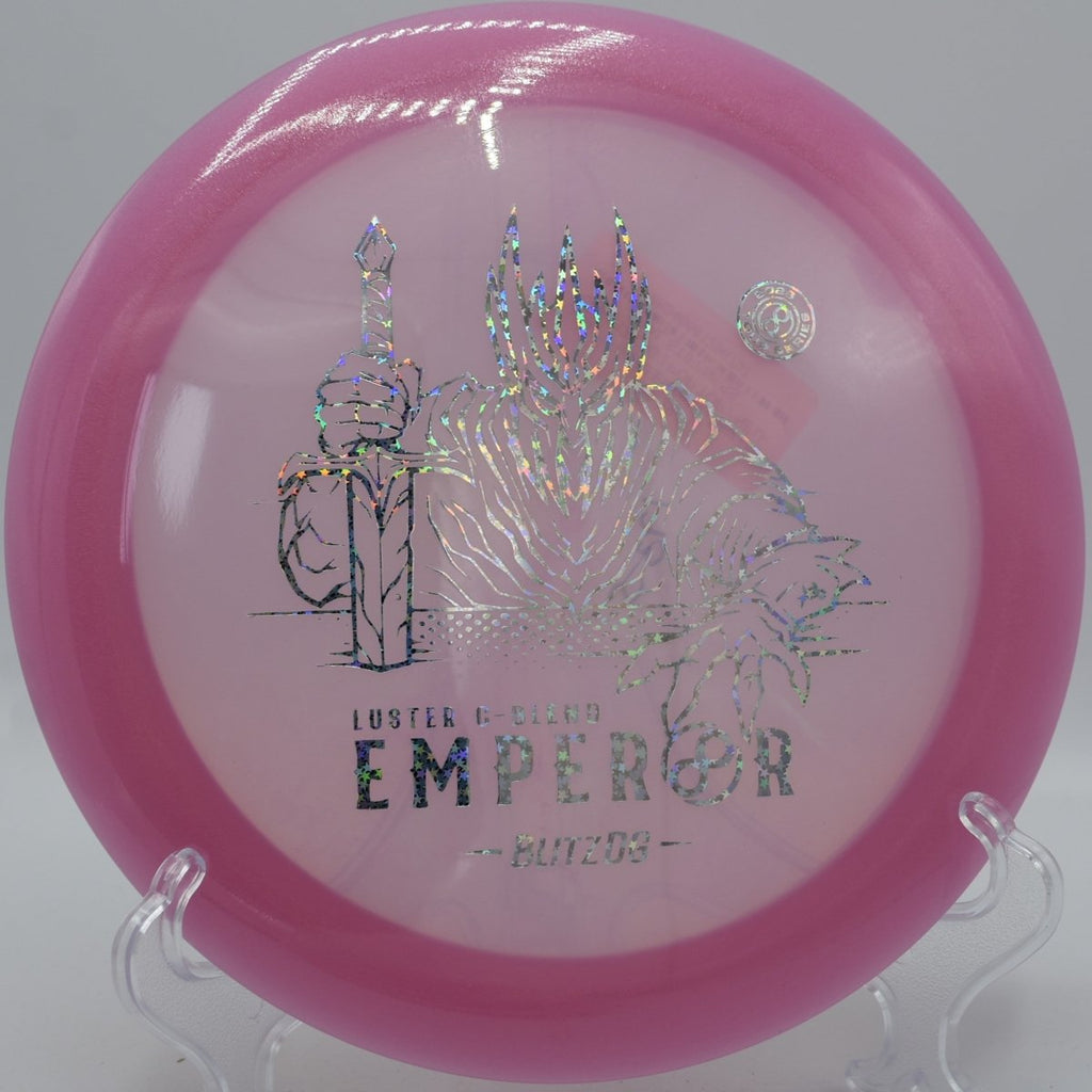 Luster C-Blend Emperor distance driver gliding down open fairway at Eagle’s Crossing Disc Golf Course in Hawk Point, Missouri