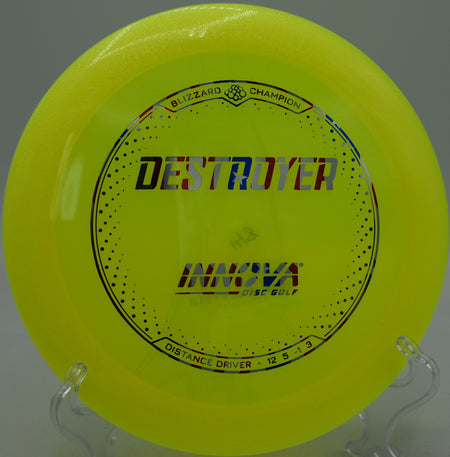 Innova Blizzard Champion Destroyer lightweight driver carving an S-curve at Idlewild Disc Golf Course in Burlington, Kentucky