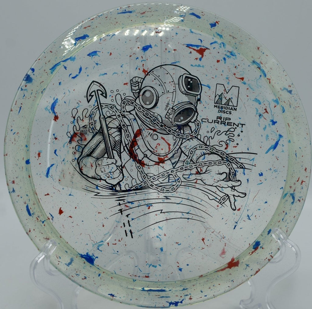 Marbled Clarus Rip Current glide-heavy fairway shot at Pine Hills Disc Golf Course in La Pine, Oregon