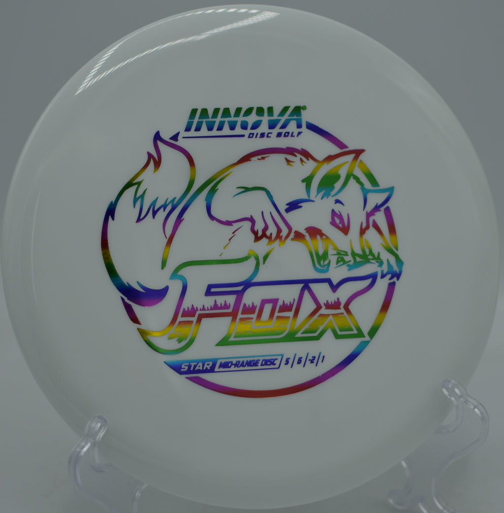 Player shaping a smooth turnover shot with the Innova Star Fox at Morley Field Disc Golf Course in San Diego, California.