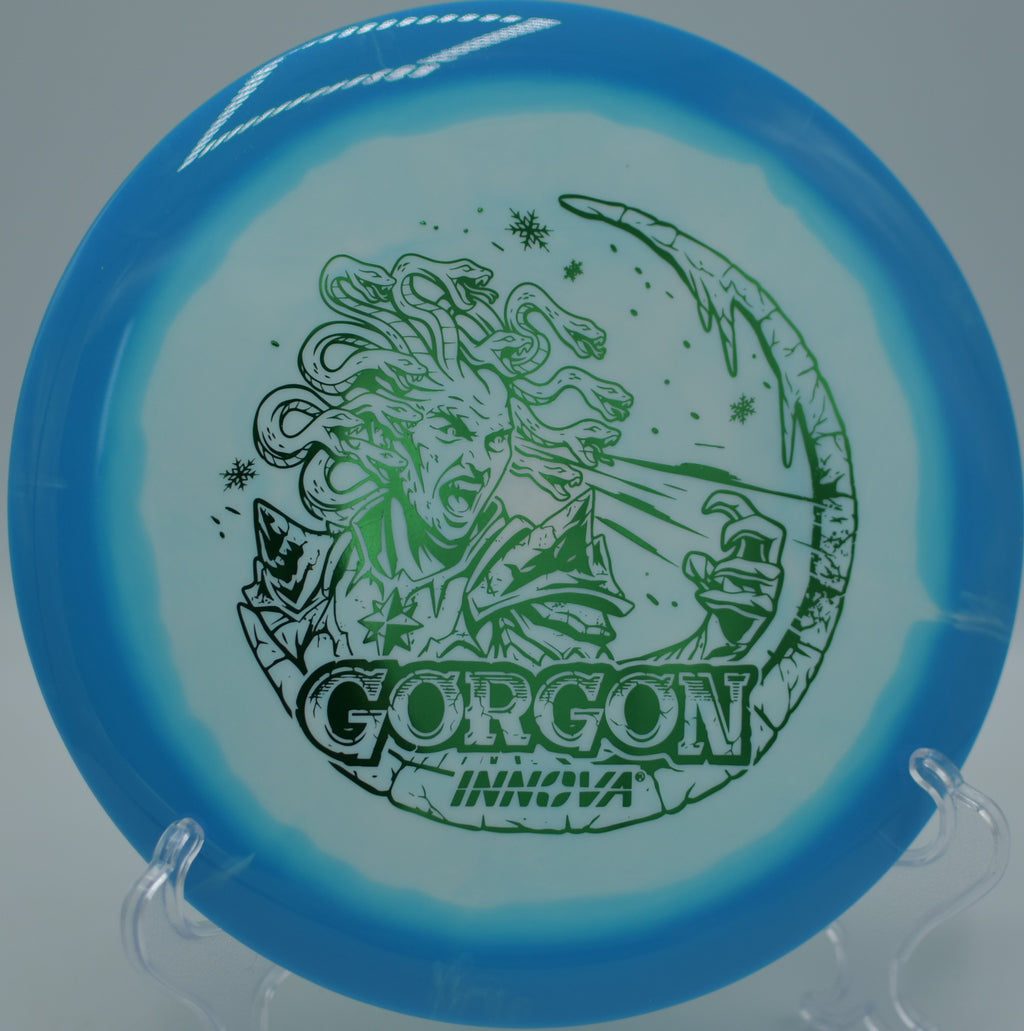 Halo Gorgon Holiday Edition firing a hyzer-flip drive at SeaTac DGC in SeaTac, WA, drifting flat before fading softly into the fairway center.