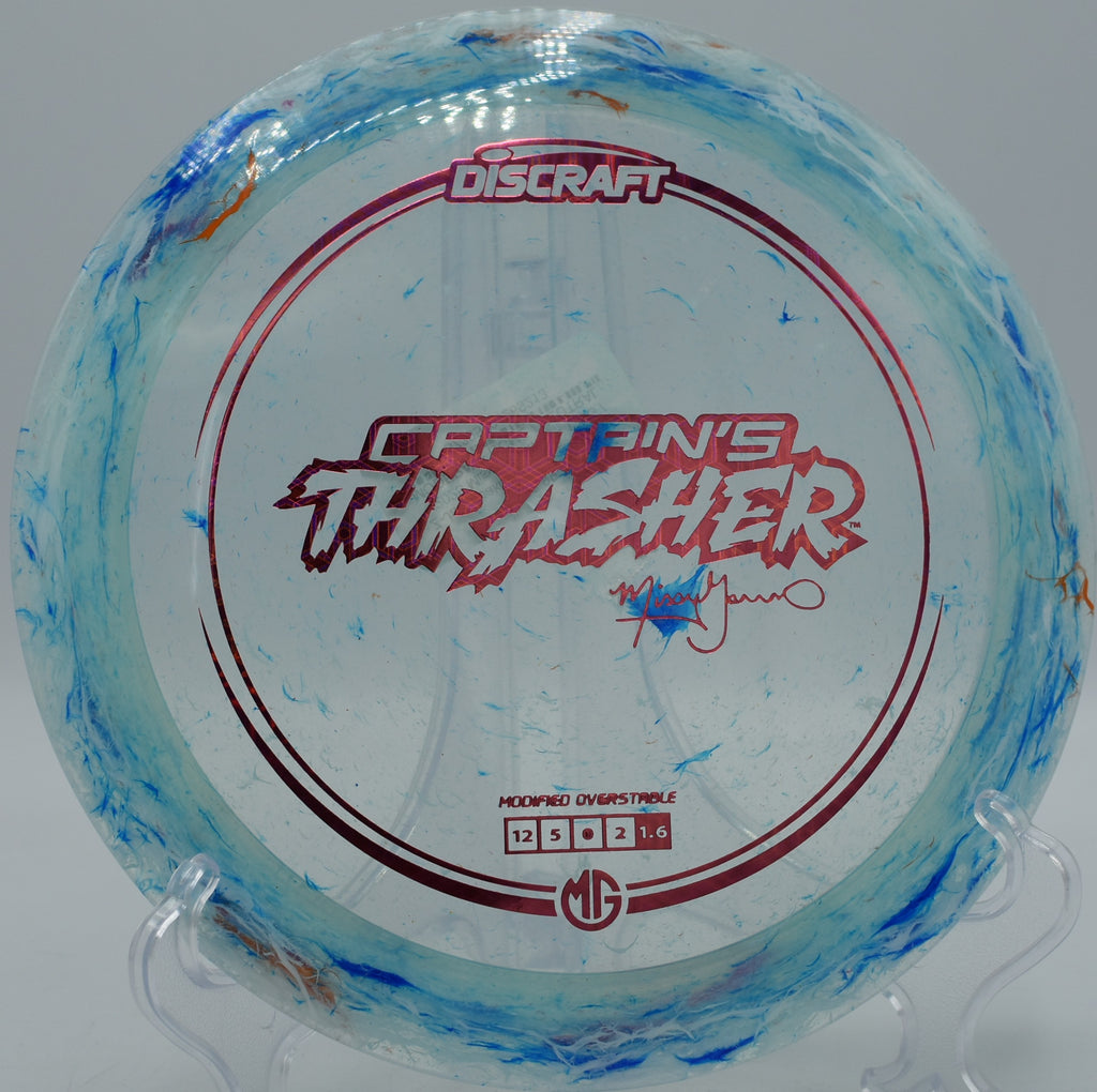 Swirly Z Jawbreaker Captain’s Thrasher soaring through the woods at Idlewild DGC in Burlington, KY

