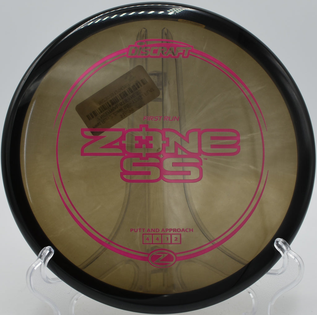 Discraft First Run Z Zone SS parked next to the pin at Winthrop Gold in Rock Hill, SC