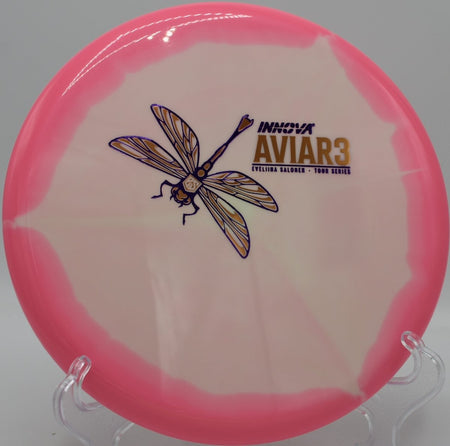 Classic Glow Aviar3 driving putter staged for a forehand approach at Bicentennial Park Disc Golf Course in Crowley, Louisiana