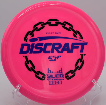 First Run ESP Sled smooth straight approach shot at Hornets Nest Park Disc Golf Course in Charlotte, North Carolina