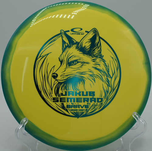 Grand Orbit Brave Jakub Semerád Latitude 64° Team Series 2025 fairway driver parked circle one at Moraine State Park Disc Golf Course in Portersville, Pennsylvania.