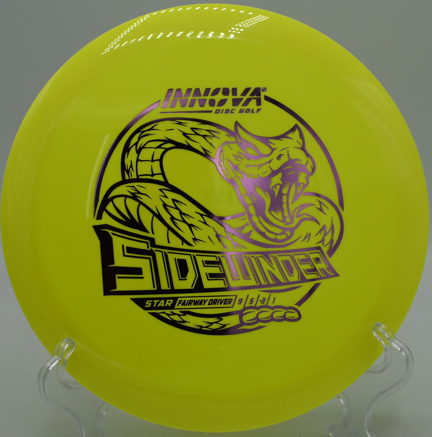 Close-up of Star Sidewinder on the tee pad at Lake Marshall Disc Golf Course in Montross, Virginia