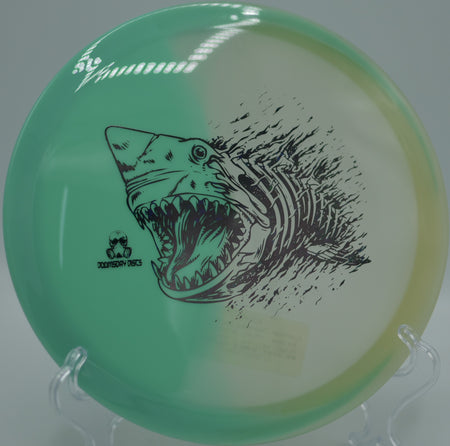 Doomsday Retina Glow Chemtrail lit up under UV light at Red Gate Park DGC in Gaithersburg, MD, emphasizing its glide-heavy 7-speed flight.