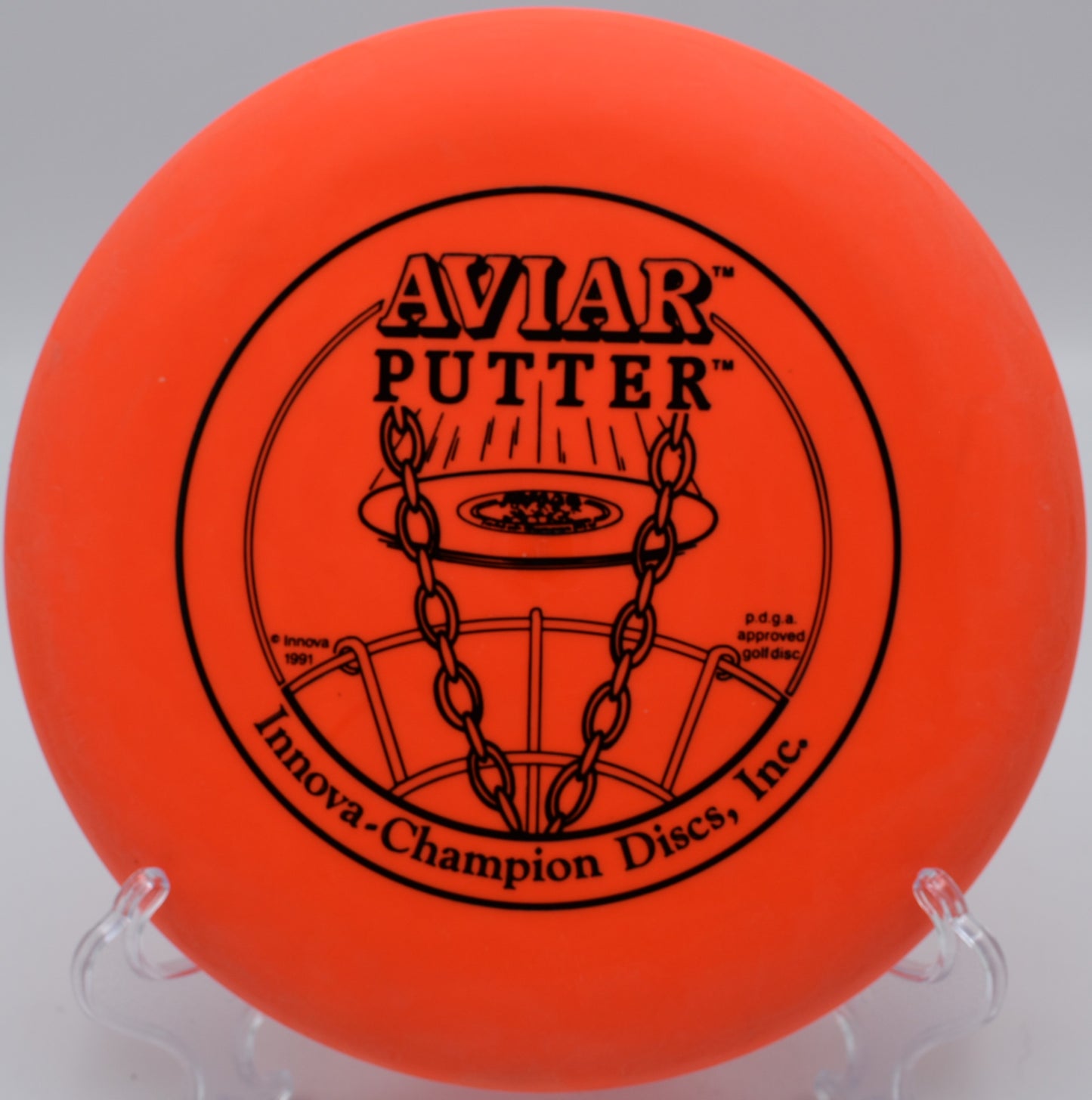 Rare 1991 2 Chain Aviar disc golf disc, a sought-after collectible for enthusiasts and players, featuring unique chain design, available nationwide.