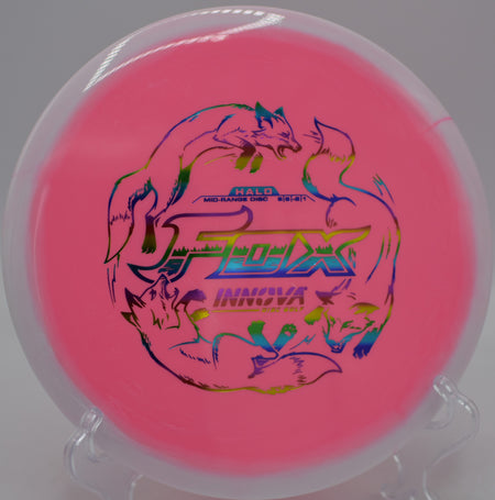 Innova Halo Star Fox flying with high glide and soft fade at Fountain Hills Disc Golf Course in Fountain Hills, Arizona.