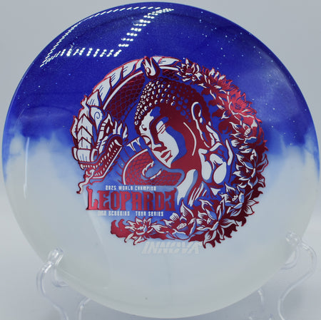 Duo Leopard3 Ohn Scoggins Tour Series fairway driver set for a controlled turnover line at Indian Hills Disc Golf Course in Murfreesboro, Tennessee