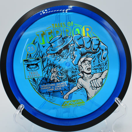 Special Edition MVP Proton Trail carving a controlled turnover line through the tight fairways at Iron Hill Disc Golf Course in Newark, Delaware.