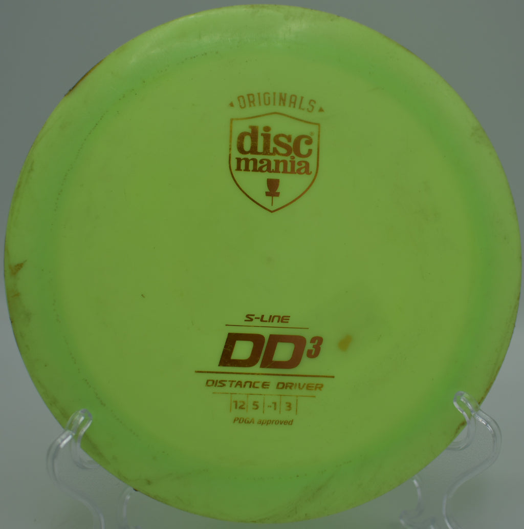 S-Line DD3 ripping down the fairway on a full-power drive at Eagles Crossing Disc Golf Course in Hawk Point, Missouri, showcasing its massive glide and dependable fade.