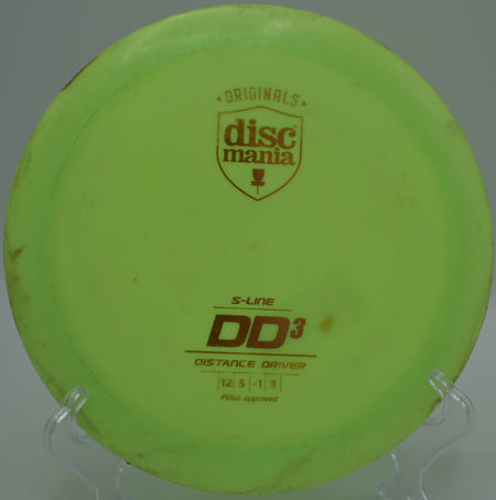 S-Line DD3 ripping down the fairway on a full-power drive at Eagles Crossing Disc Golf Course in Hawk Point, Missouri, showcasing its massive glide and dependable fade.