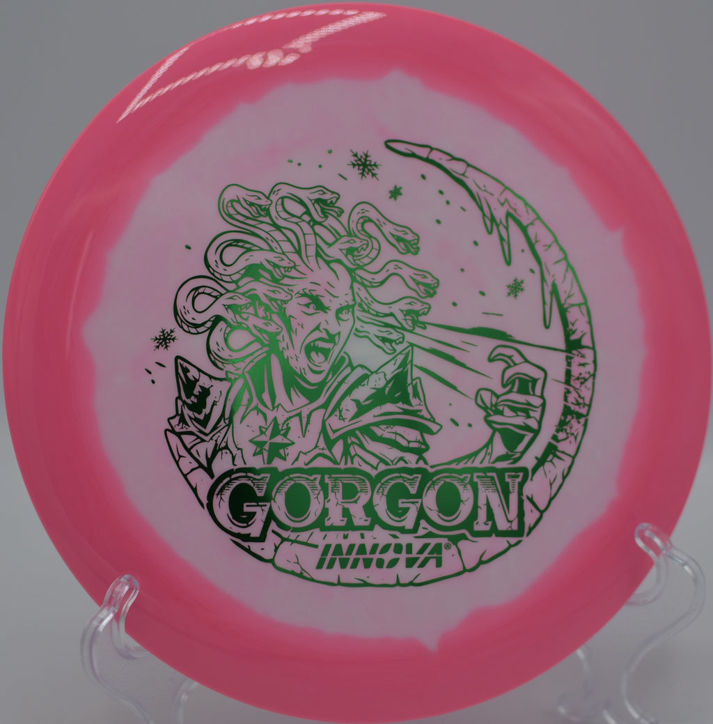 Holiday Halo Star Gorgon streaking down the fairway at Fountain Hills DGC in Fountain Hills, AZ, showcasing torque-resistant control with explosive glide.