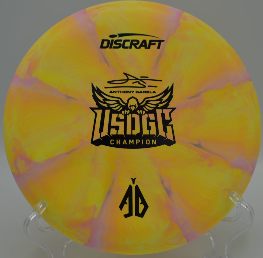 Discraft CT Swirl Focus laying on turf at The Fortress DGC in Frankenmuth, MI, built for confident circle putting.
