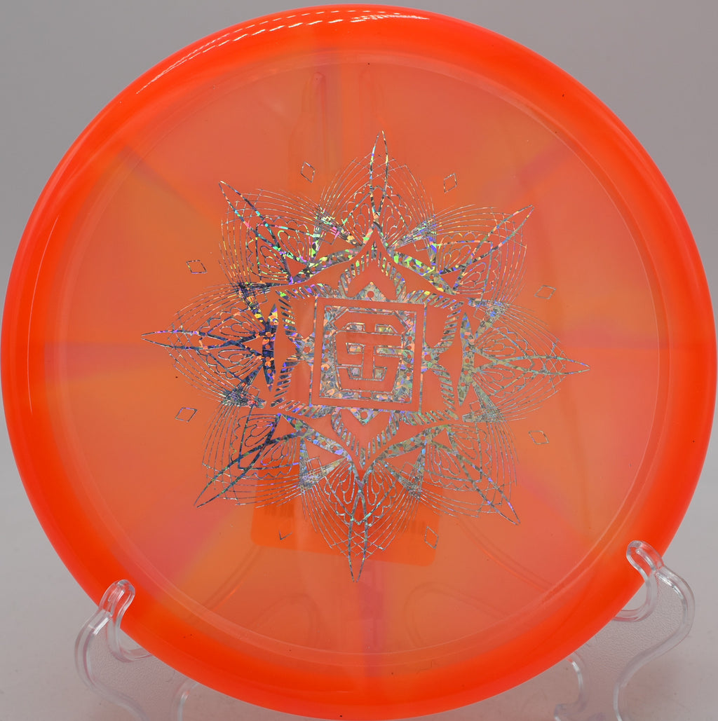 VEX Vessel TSA approach disc fading hard left on a hyzer approach at Moraine State Park Disc Golf Course in Portersville, Pennsylvania.
