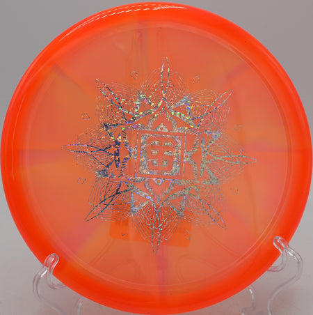 VEX Vessel TSA approach disc fading hard left on a hyzer approach at Moraine State Park Disc Golf Course in Portersville, Pennsylvania.