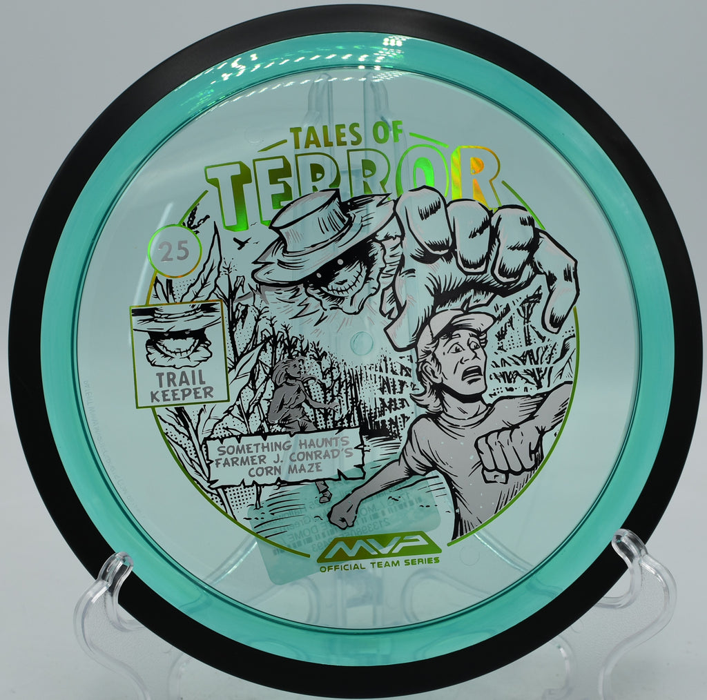 MVP Halloween Proton Trail disc launched during golden hour at Oak Grove Disc Golf Course in Pasadena, California.