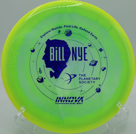 Innova Halo Champion Mako3 Bill Nye edition straight-flying disc carving fairways at Hornets Nest Disc Golf Course in Charlotte, North Carolina.