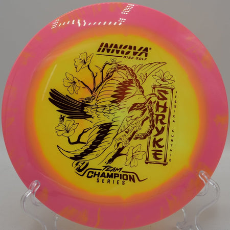 Innova Shryke high glide distance driver ideal for hyzer flips at Blue Ribbon Pines Disc Golf Course in East Bethel Minnesota