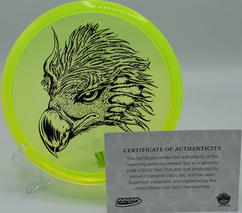 CHAMPION ROC (USDGC 2018) with Certificate of Authenticity, a rare and exclusive disc for collectors and players, available nationwide and in Columbus, OH.