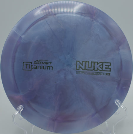 Titanium Nuke launched on a powerful forehand drive at Idlewild Disc Golf Course in Burlington, Kentucky.