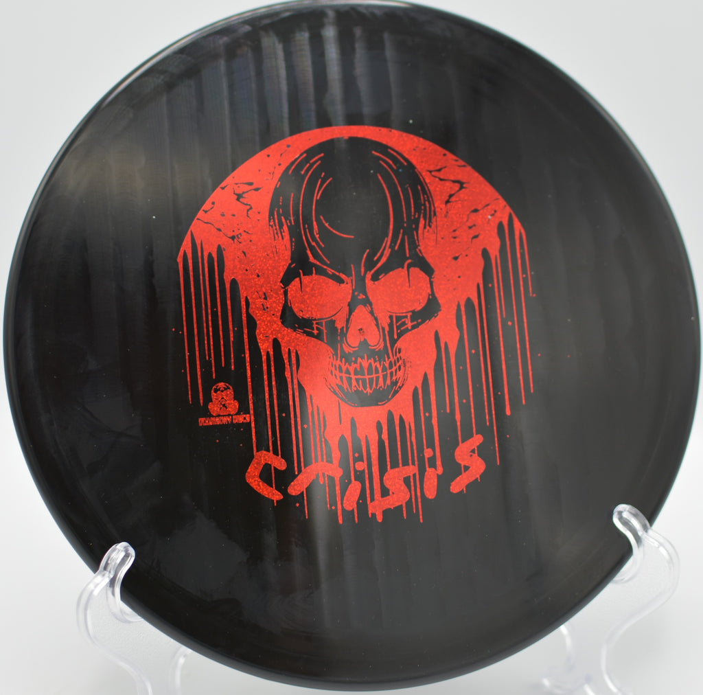 Doomsday Crisis smashing an overstable skip shot at Cedar Vale DGC in Chattanooga, TN, sliding clean toward the bullseye with controlled finish.