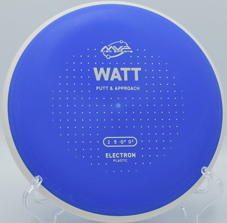 MVP Electron Watt putter positioned for a spin putt on the green at Bryant Lake Park Disc Golf Course in Eden Prairie, Minnesota