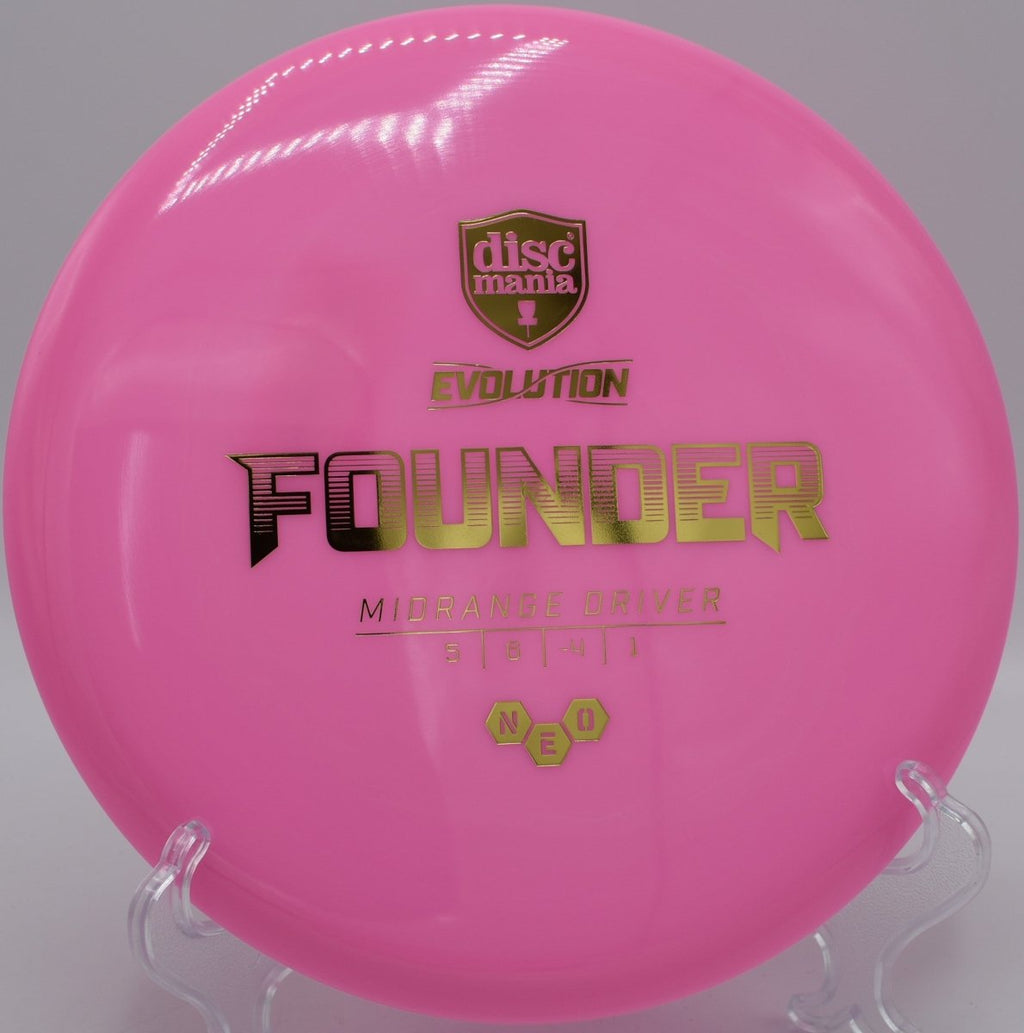 Discmania Neo Lumen Founder long right-drifting backhand at Jones Park Disc Golf Course in Emporia, Kansas