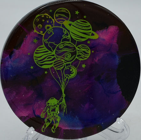 Disc golf custom mini marker for accurate lies at Blue Ribbon Pines Disc Golf Course in East Bethel, Minnesota.