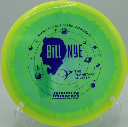 Innova Bill Nye Halo Champion Mako3 glide-heavy midrange trusted for point-and-shoot lines at Blue Ribbon Pines Disc Golf Course in East Bethel, Minnesota.