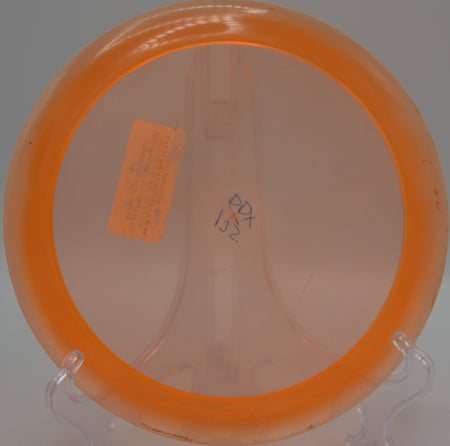 Used C-Line DDx (Innova Made/Penned) showing gentle wear while gliding smoothly toward the basket at Milo McIver State Park Disc Golf Course in Estacada, Oregon.

