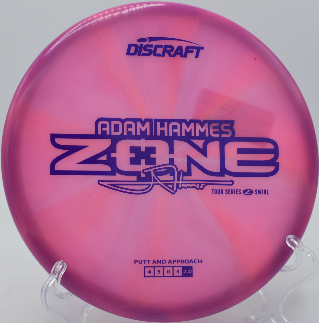 Player executing forehand upshot with a Z Swirl Zone at Idlewild Disc Golf Course in Burlington, Kentucky.

