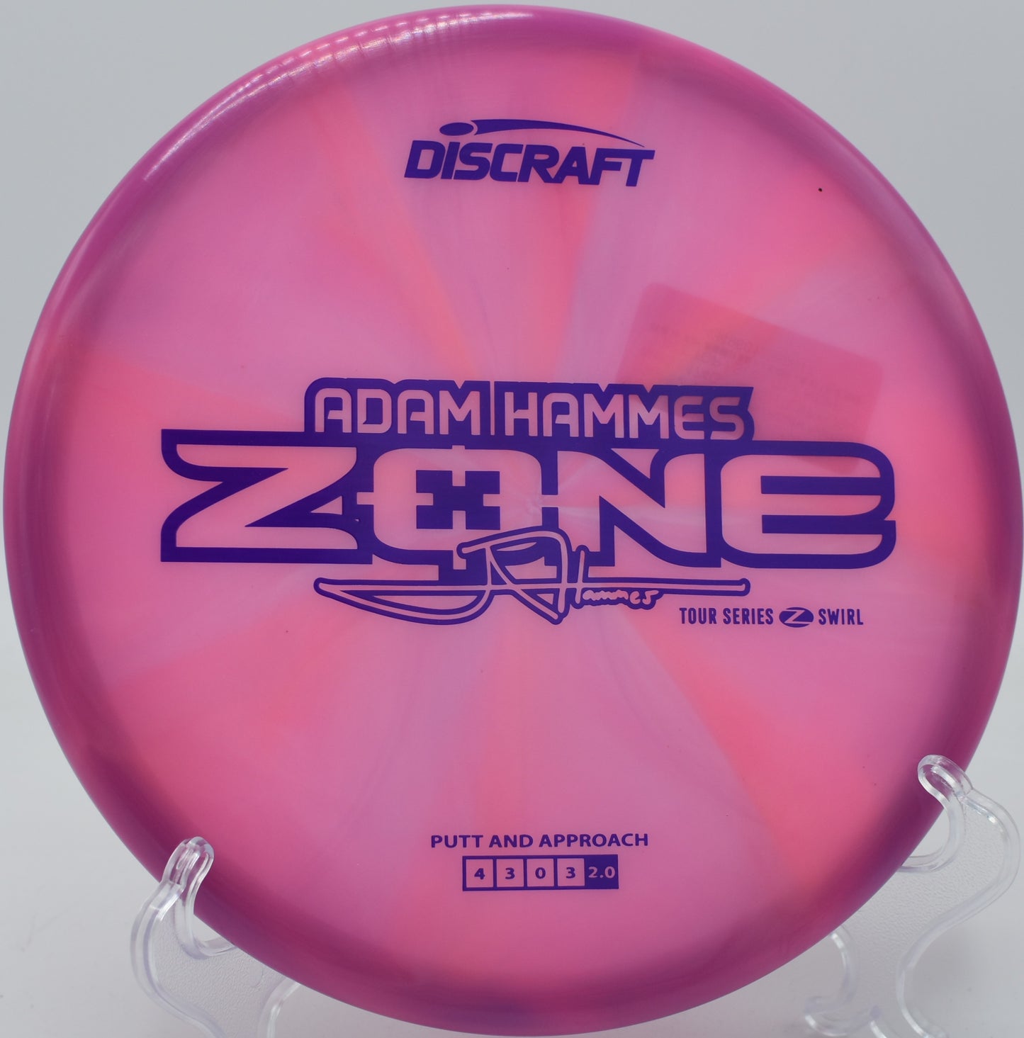 Player executing forehand upshot with a Z Swirl Zone at Idlewild Disc Golf Course in Burlington, Kentucky.


