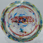 Discraft Z Jawbreaker Thrasher fading left near basket on a par 4 at Harmony Bends in Columbia, MO

