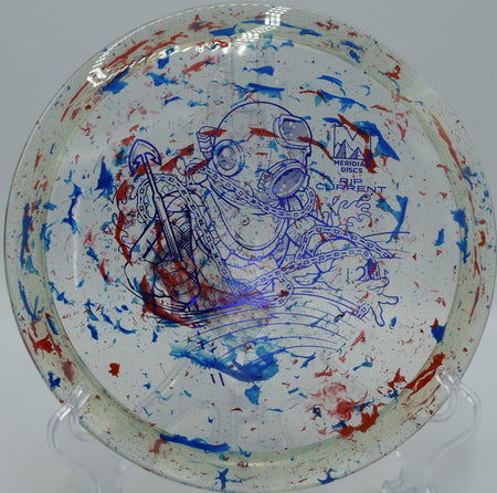 Marbled Clarus Rip Current straight power release at Riverview Disc Golf Course in Mesa, Arizona