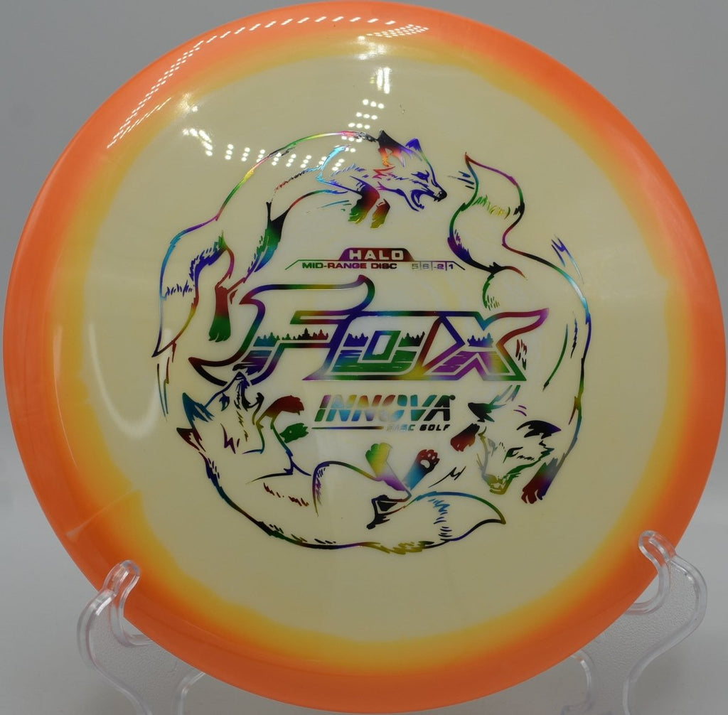 Halo Star Fox control driver staged on tee pad for precision drive at Recreation Park Disc Golf Course in Long Beach, California