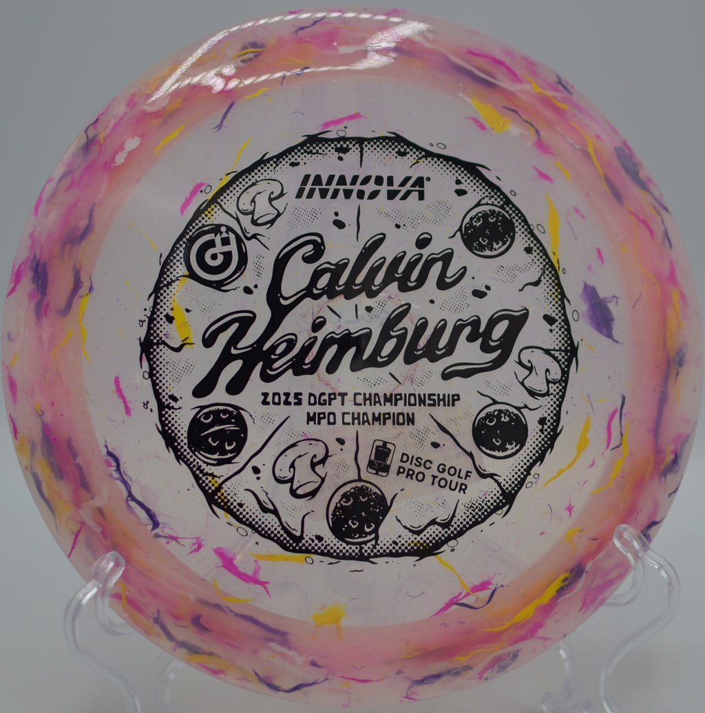 Player releasing a Calvin Heimburg Destroyer on a massive turnover drive at Picnic Island Park Disc Golf Course in Tampa, Florida.