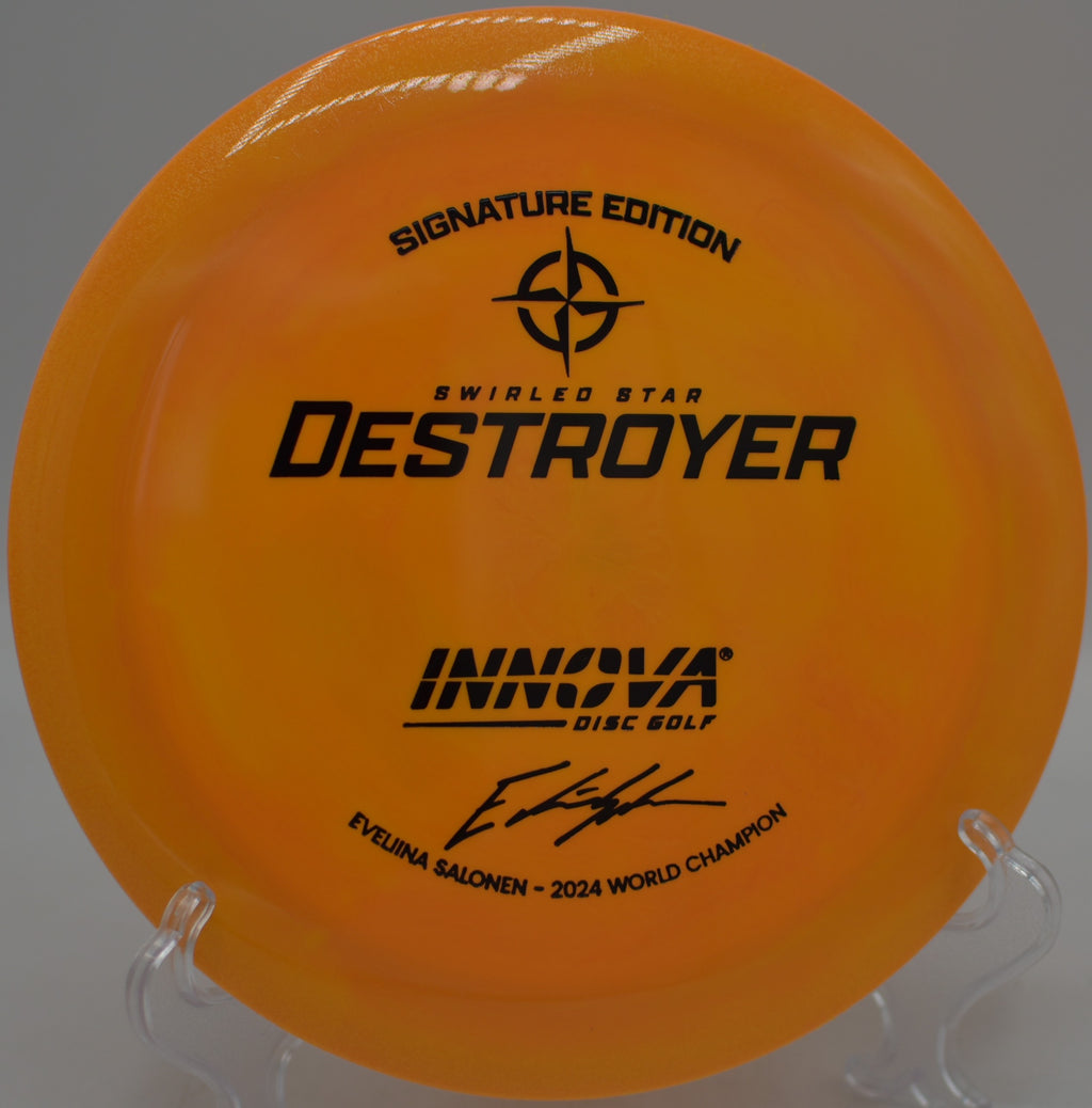 Powerful forehand rip with the Innova Swirled Star Destroyer at Shady Oaks Disc Golf Course in Orangevale, California.